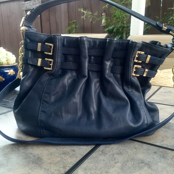 MICHAEL Michael Kors Handbags - Michael Kors • 'Edie' Navy Leather Hobo Tote